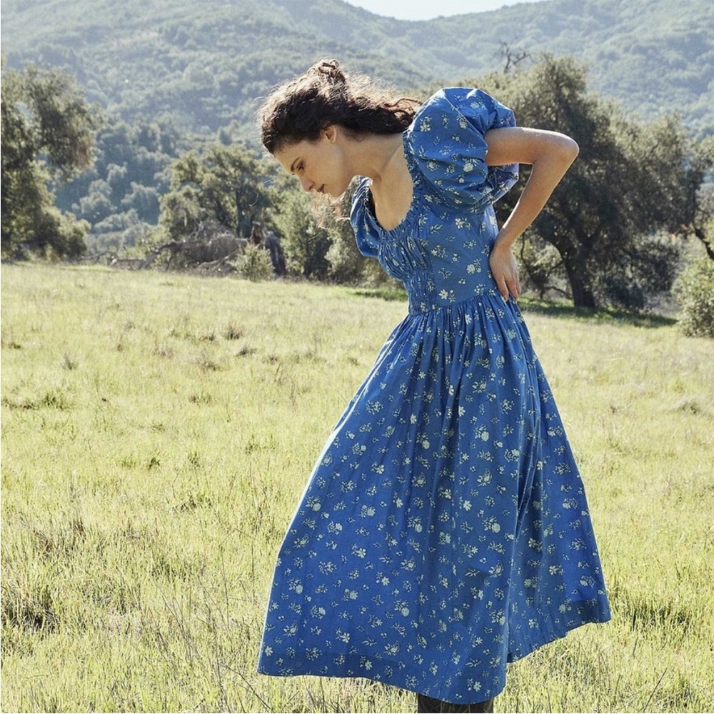 Doen Deia Dress in Blue Bouton de Rose print XL
